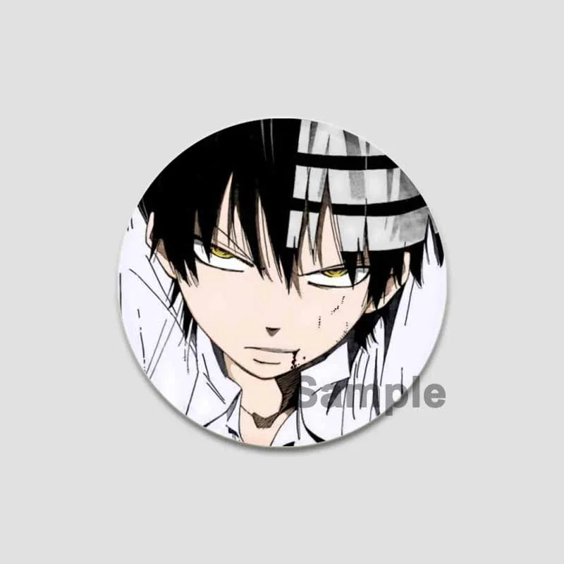 58/44/32mm Anime Soul Eater Round Pins Cartoon Badges Cosplay Handmade Tinplate Brooch for Backpack Clothes Chest Ornament Gifts