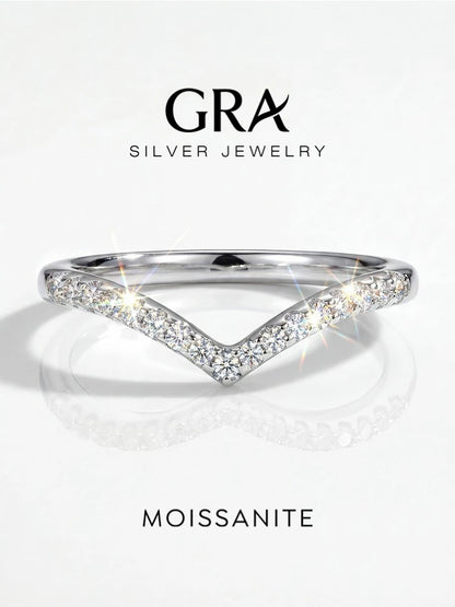 GRA V-Shaped Moissanite Shining Rings For Women 925 Sterling Silver With White Golden Pure Diamond Engagement Wedding Jewelry