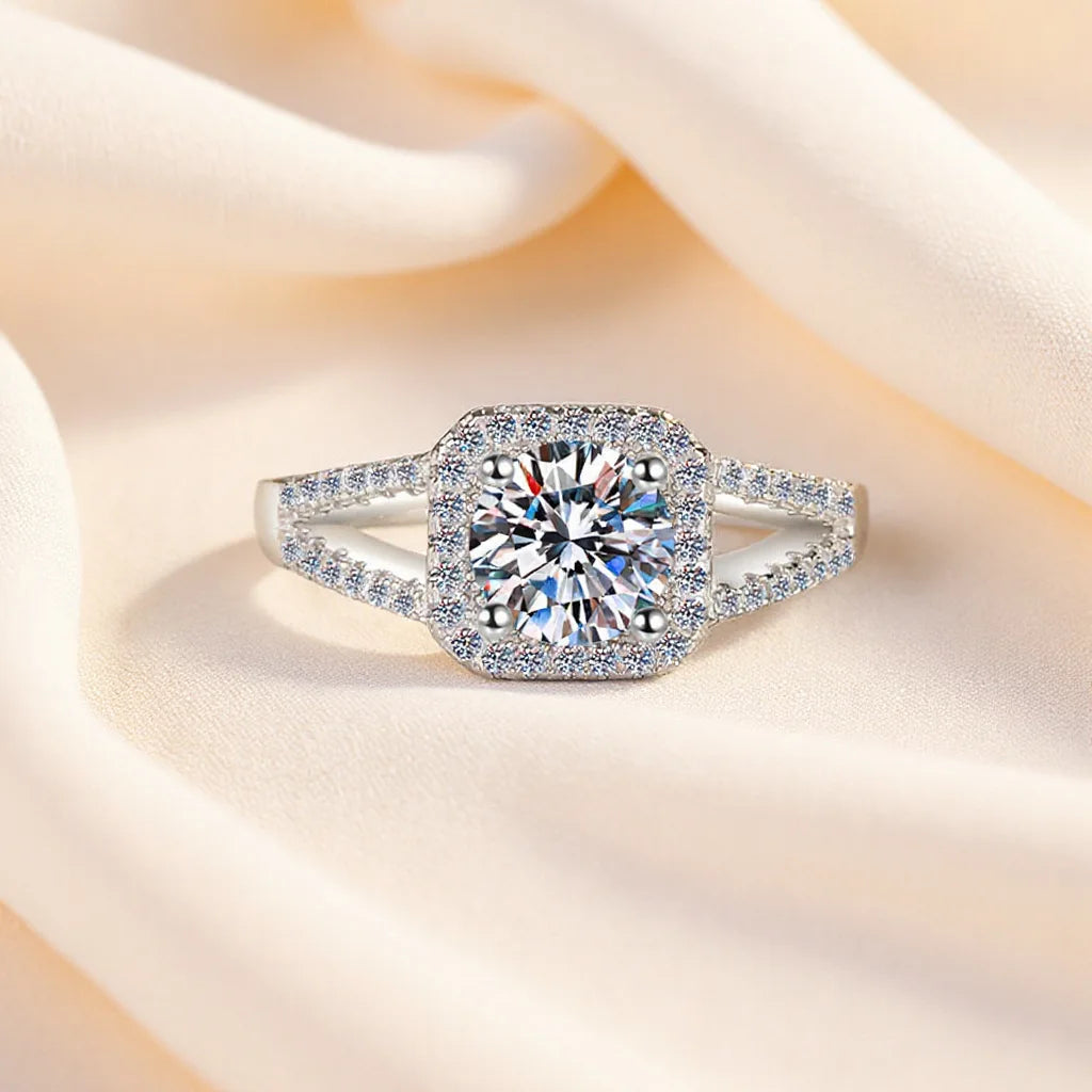 925 Sterling Silver Classic Ring for Women four claw jewelry simple diamond ring imitation diamond women's ring