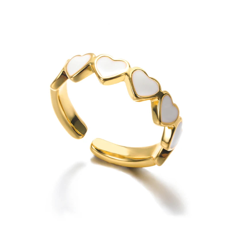 Sweet Heart Zirconia Rings for Women Stainless Steel Gold-Plated Layered Design Everyday Wear Valentine's Day Party Jewelry Gift
