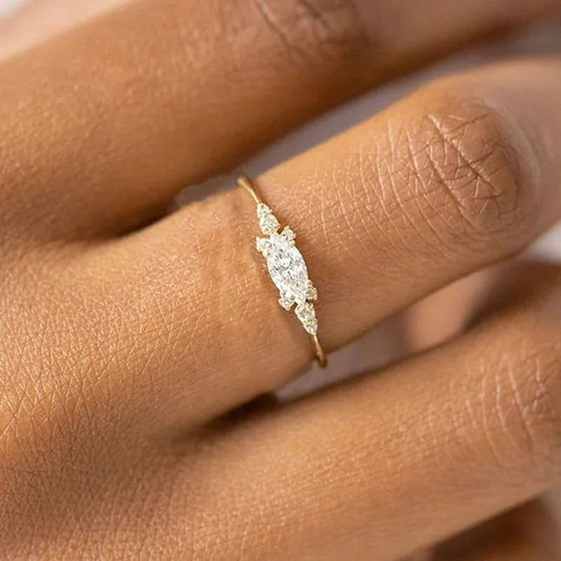 New INS Gold Color Noble Trend Dainty Rings For Women Entry Lux Zircon Midi Finger Rings For Female Anniversary Jewelry KAR229