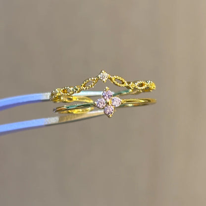 100 styles 14K Gold Plated Color Zircon Flower Crown Bow Open Ring Women Adjustable Stackable Finger Rings Wedding Jewelry Gift