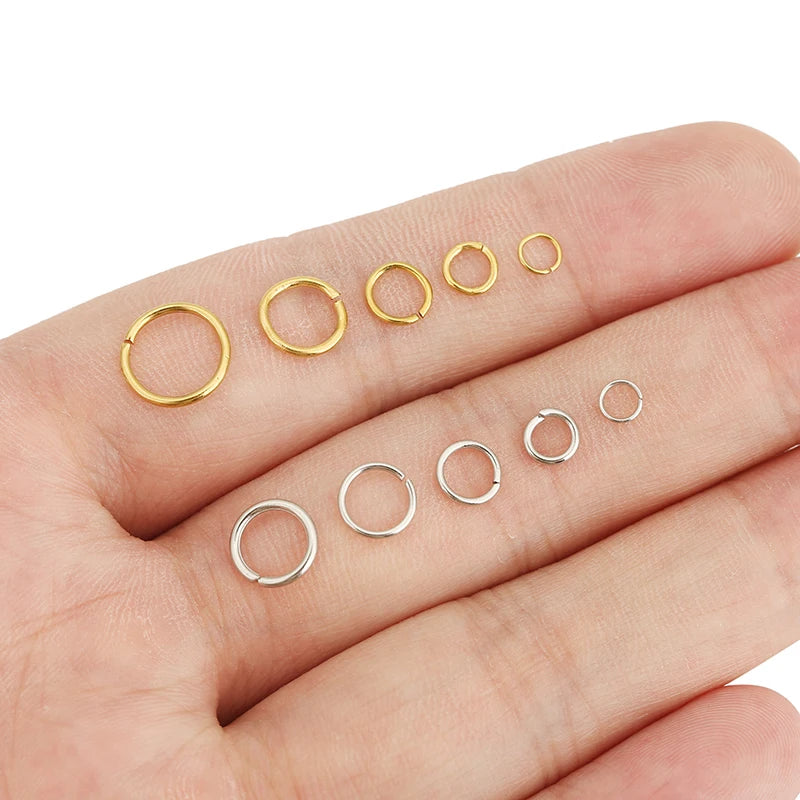 100pcs 3 4 5 6 7 8 10 mm Stainless Steel Open Jump Rings PVD Never Fade End Connectors For Necklace Bracelet DIy Jewelry Making