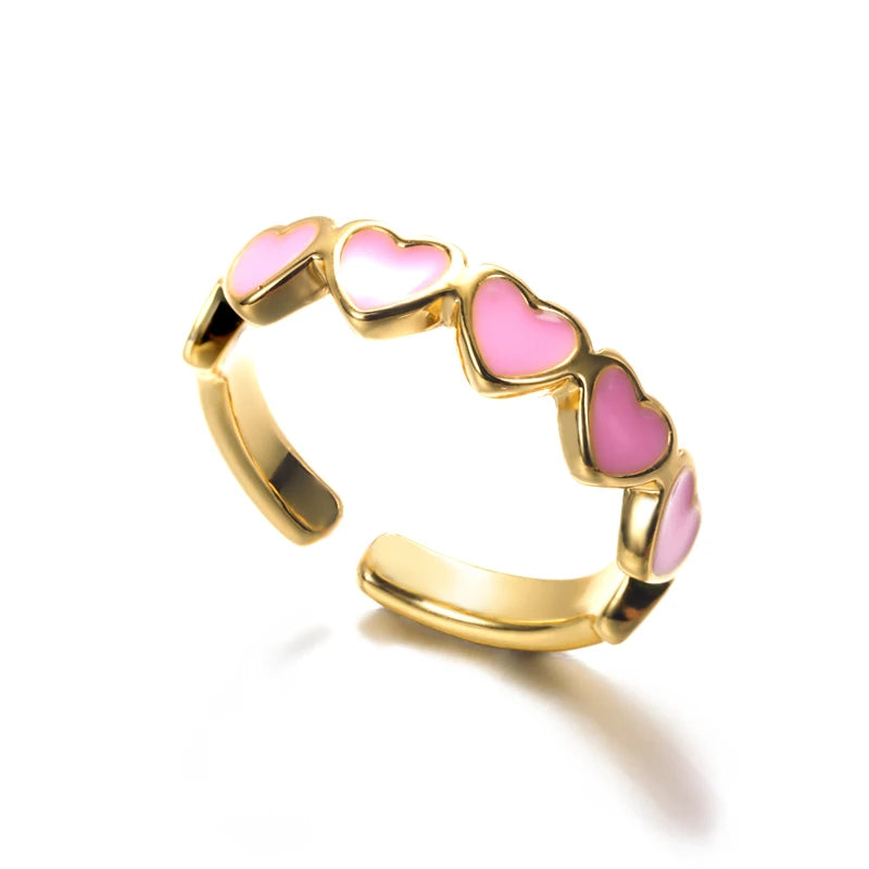 Sweet Heart Zirconia Rings for Women Stainless Steel Gold-Plated Layered Design Everyday Wear Valentine's Day Party Jewelry Gift