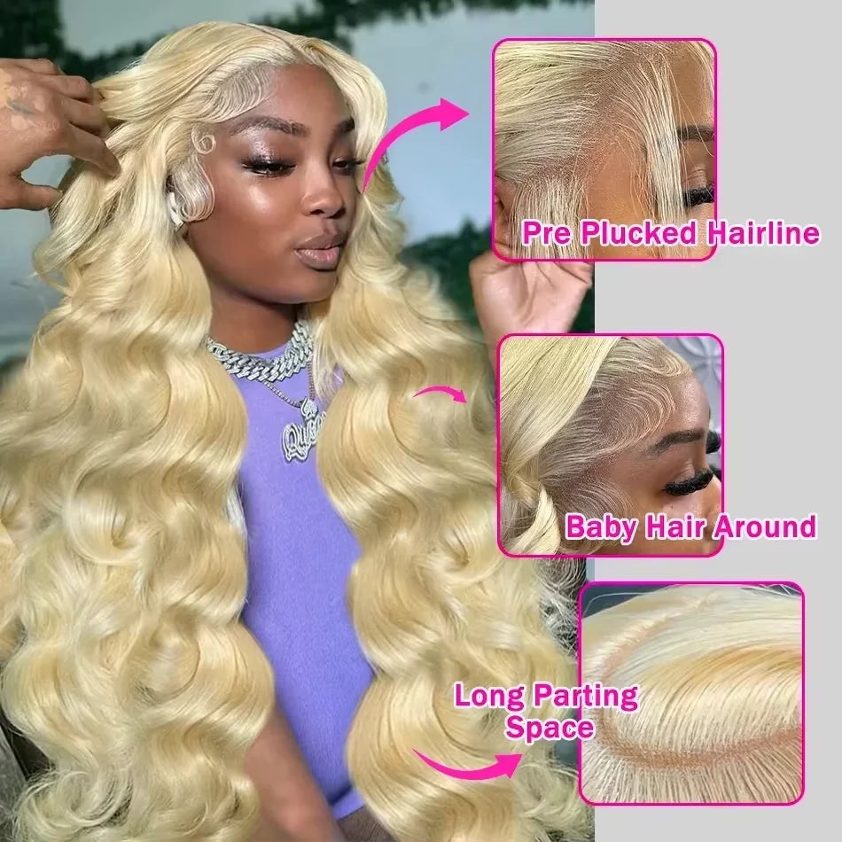 613 Blonde Body Wave HD Lace Frontal Wig – 13x4 & 13x6, 220% Density
