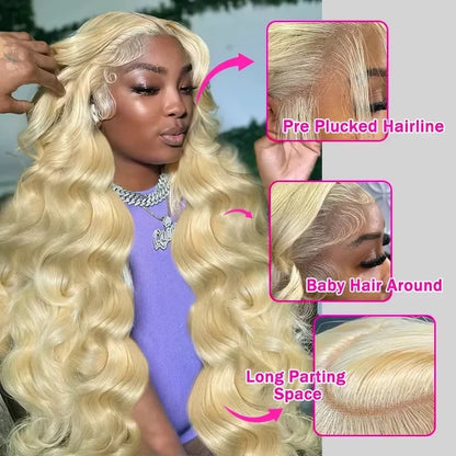 613 Blonde Body Wave HD Lace Frontal Wig – 13x4 & 13x6, 220% Density