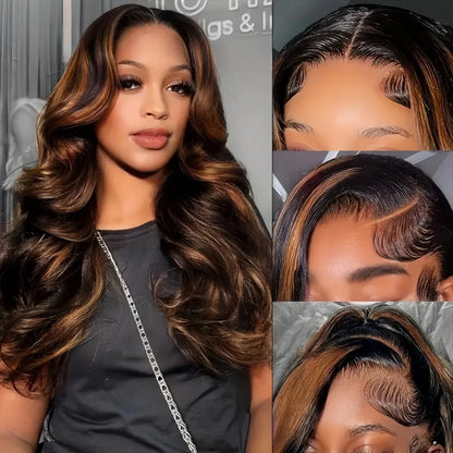 Ginger Orange Highlight Body Wave Lace Wig – 13x6 HD Pre-Plucked with Baby Hair, 250%
