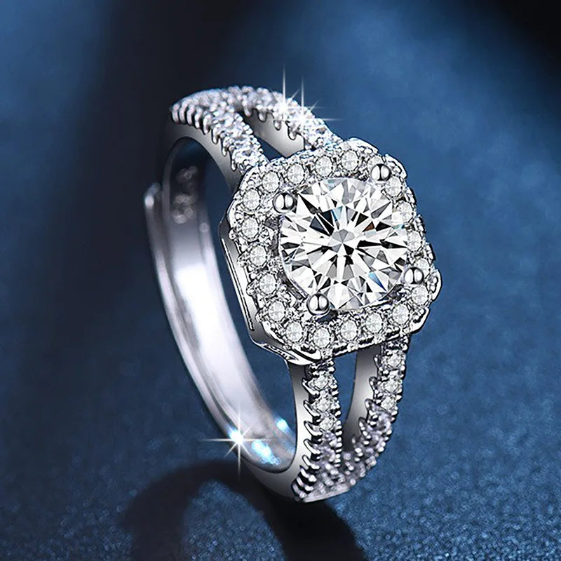 925 Sterling Silver Classic Ring for Women four claw jewelry simple diamond ring imitation diamond women's ring