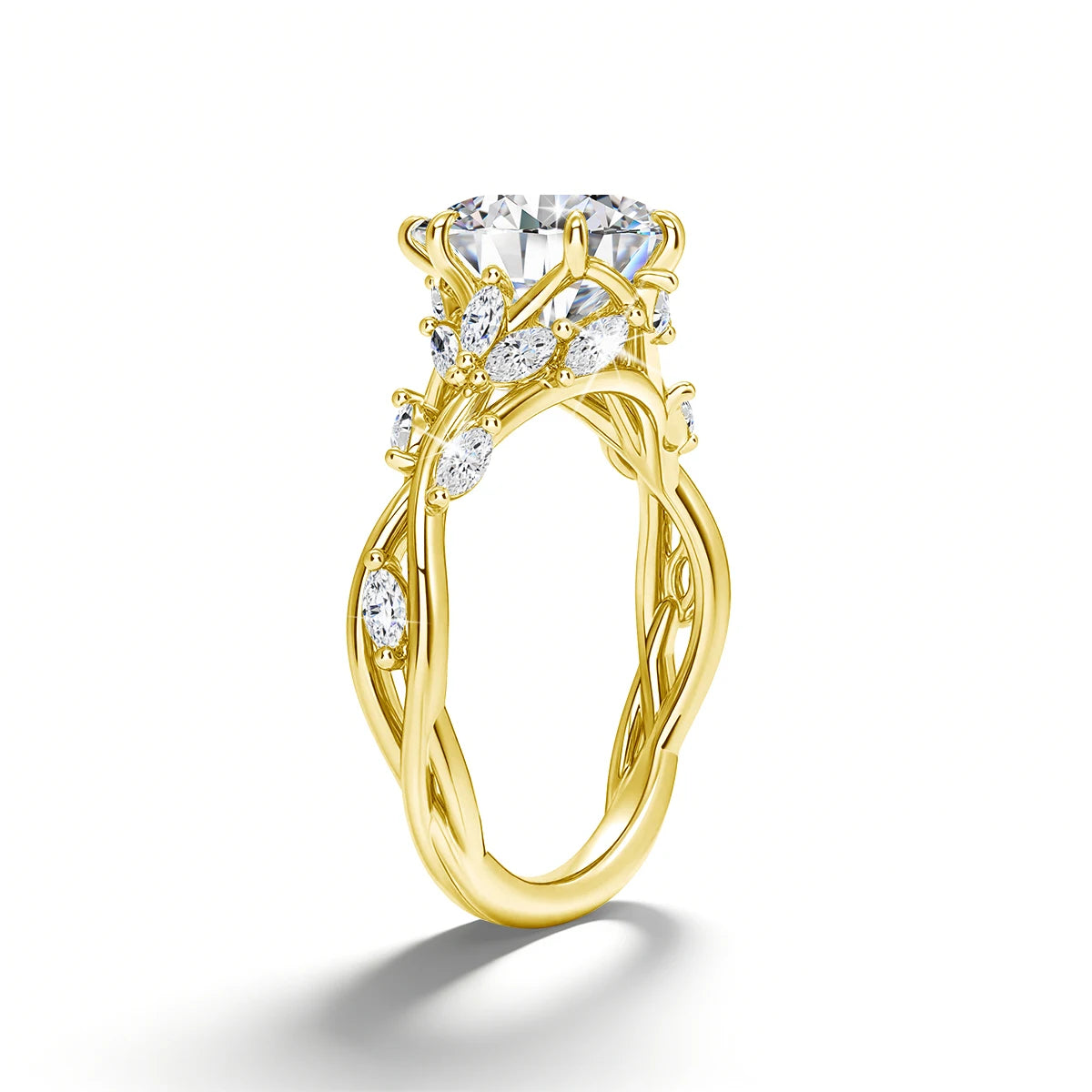 Real 14K Gold Filled Moissanite Wedding Ring 3CT Marquise Cut GRA Diamond Nature-Inspired Au585 Engagement Ring for Women