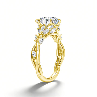 Real 14K Gold Filled Moissanite Wedding Ring 3CT Marquise Cut GRA Diamond Nature-Inspired Au585 Engagement Ring for Women