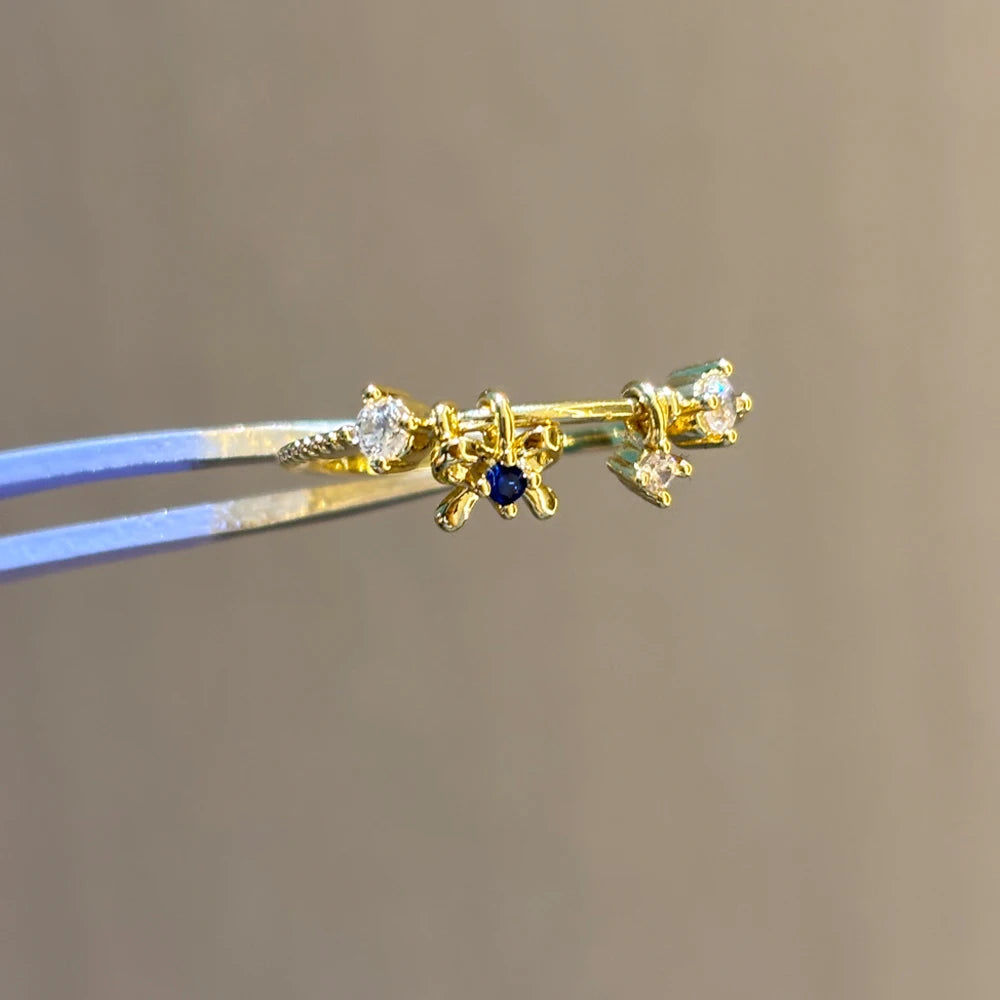 100 styles 14K Gold Plated Color Zircon Flower Crown Bow Open Ring Women Adjustable Stackable Finger Rings Wedding Jewelry Gift