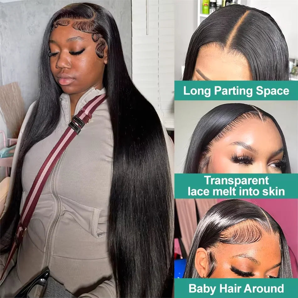 Black Straight HD Lace Frontal Wig for Black Women – Pre-Plucked 13x6 & 360, 250%