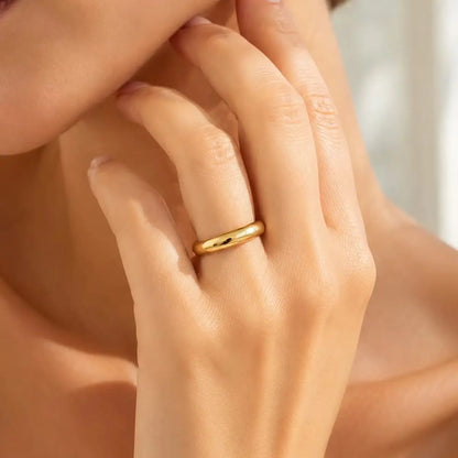 High Polished Stainless Steel Wedding Band Ring for Women Men 2/3/4/5/6mm Gold Plated Smooth Couple Rings Engagement Jewelry
