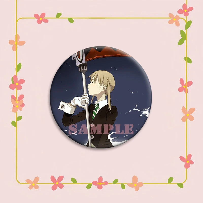 Anime Soul Eater Pins Round Creative Cartoon Badges Handmade Tinplate Brooches for Backpack Accessorys Exquisite Gifts