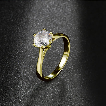 Classic Wedding Rings For Women Forever Simple Six Claws Zirconia Fashion Solitaire Engagement Marriage Gift Ring Jewelry KCR033