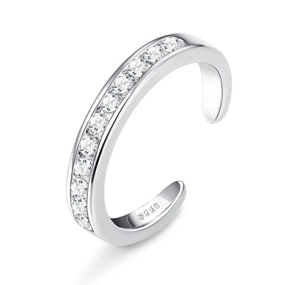 Fansilver S925 Sterling Silver Toe Rings for Women Adjustable White Gold Plated Flower Cz Snake Twist Opal Band Rings Jewelry