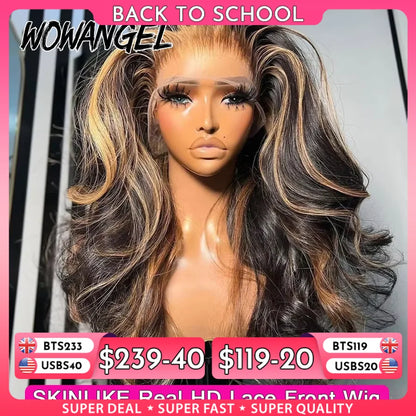 1B/27 Highlight Colored Body Wave 13x6 HD Lace Frontal Wig – 34 Inch Melt-Skin 13x4