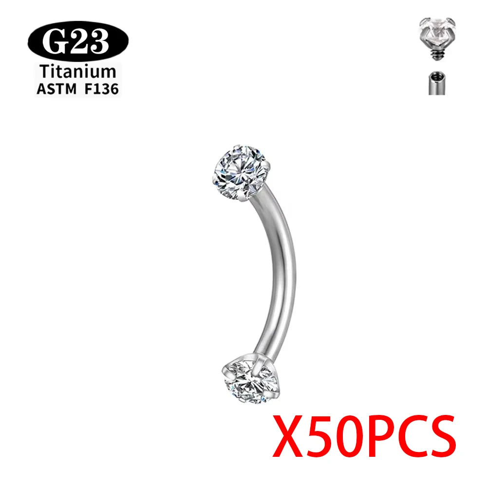 ASTM F136 Grade G23Titanium Wholesale Piercing Set lip Nose Stud Earring Eyebrow 16G Internally Threaded Septum Helix Cartilage