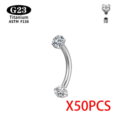 ASTM F136 Grade G23Titanium Wholesale Piercing Set lip Nose Stud Earring Eyebrow 16G Internally Threaded Septum Helix Cartilage