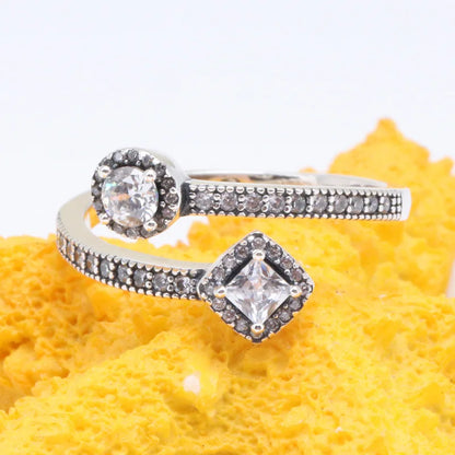 925 Sterling Silver  Crown Heart Flower Zircon Rings For Women Love Promise Engagement Band Fashion Ring Set