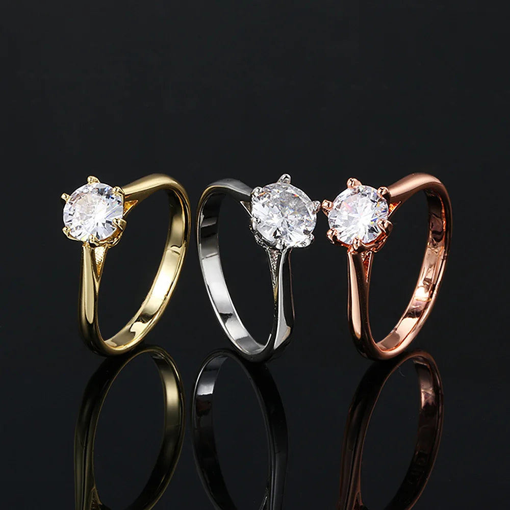 Classic Wedding Rings For Women Forever Simple Six Claws Zirconia Fashion Solitaire Engagement Marriage Gift Ring Jewelry KCR033