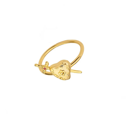 Sweet Heart Zirconia Rings for Women Stainless Steel Gold-Plated Layered Design Everyday Wear Valentine's Day Party Jewelry Gift