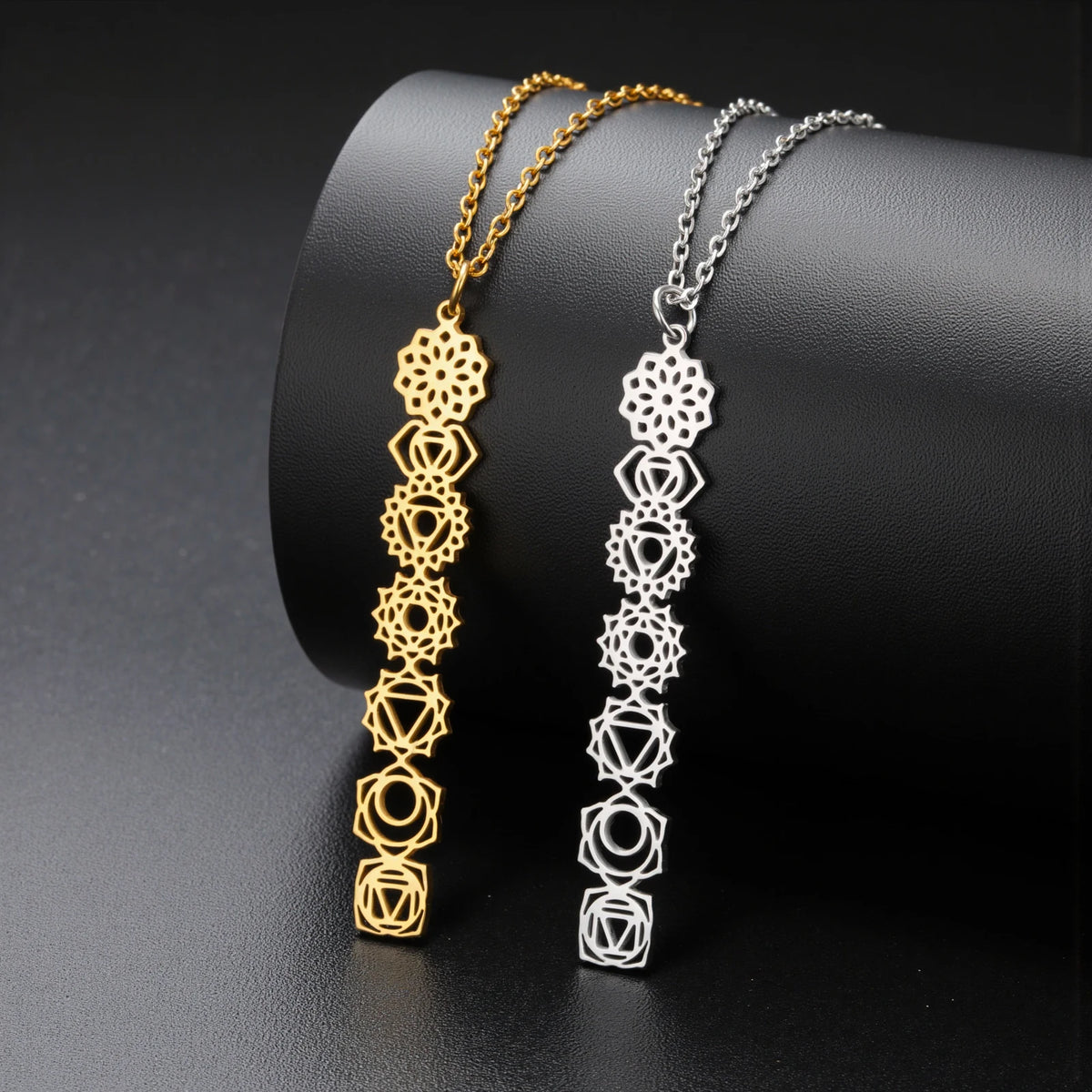 Yoga Meditation Jewelry 7 Chakra Flower Necklaces for Women Stainless Steel Amulet Necklaces Birthday Gift Wholesale New