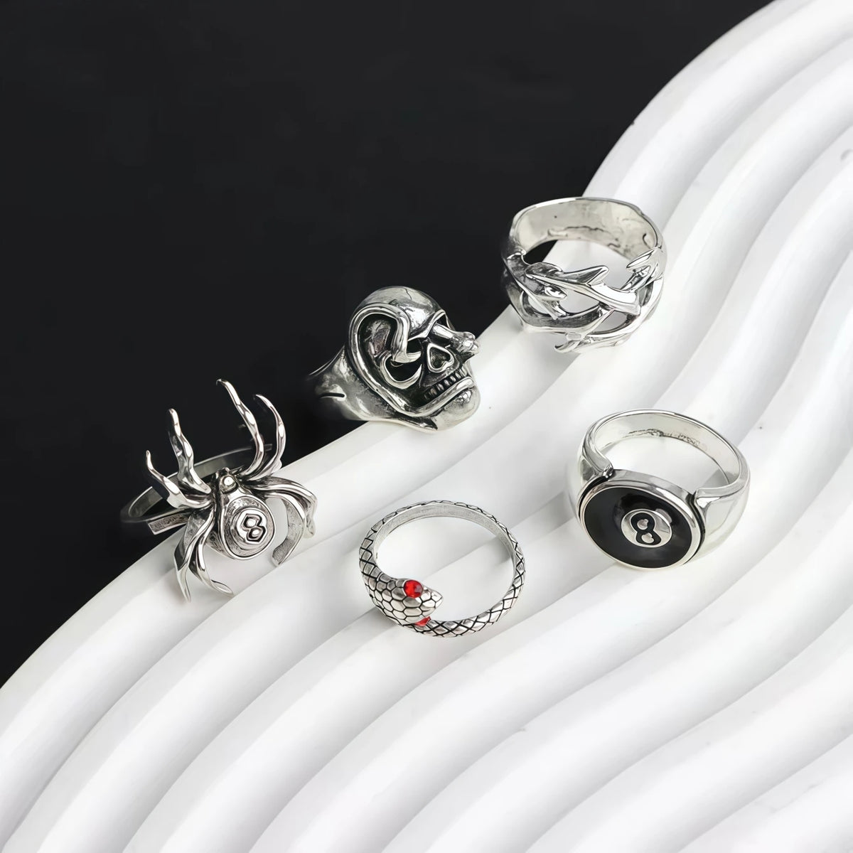 10/20/30/50/100Pieces Vintage Punk Heart Butterfly Rings Set For Women Men Mix Style Hip Hop Finger Ring Jewelry Party Gifts