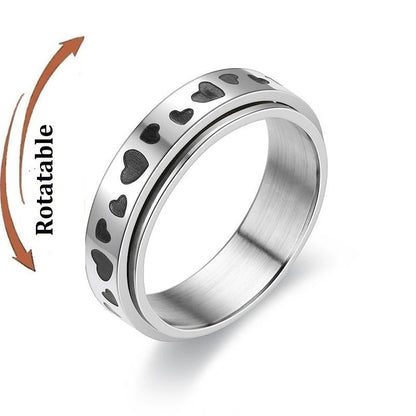 Anti Stress Anxiety Fidget Spinner Couple Rings Rotate Freely Jewelry for Men Women Stainless Steel Knuckle Ring Wedding Bague