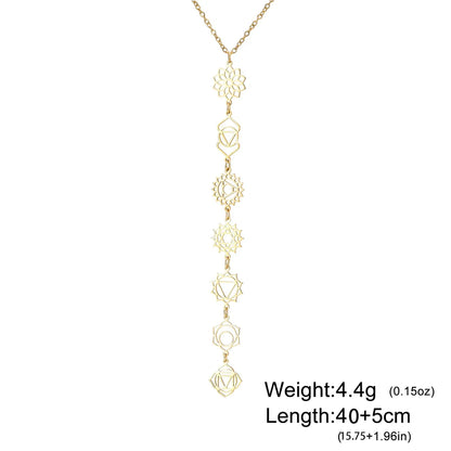 Yoga Meditation Jewelry 7 Chakra Flower Necklaces for Women Stainless Steel Amulet Necklaces Birthday Gift Wholesale New