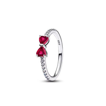 925 Silver Women Jewerly Accessories Ring Size 6 7 8 9 Pink Heart CZ Stone Red Black Rings DIY Birthday Gift Party