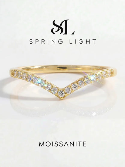 Real Moissanite Diamond V-Shaped Fashion Shining Rings For Women 925 Sterling Silver Engagement Wedding Jewelry
