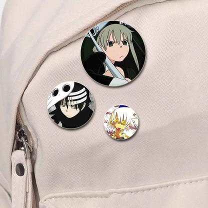 58/44/32mm Anime Soul Eater Round Pins Cartoon Badges Cosplay Handmade Tinplate Brooch for Backpack Clothes Chest Ornament Gifts