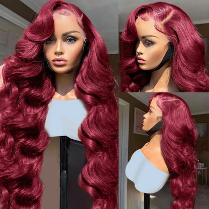 99J Burgundy Wine Red Body Wave HD Lace Front Wig – 13x6 & 13x4