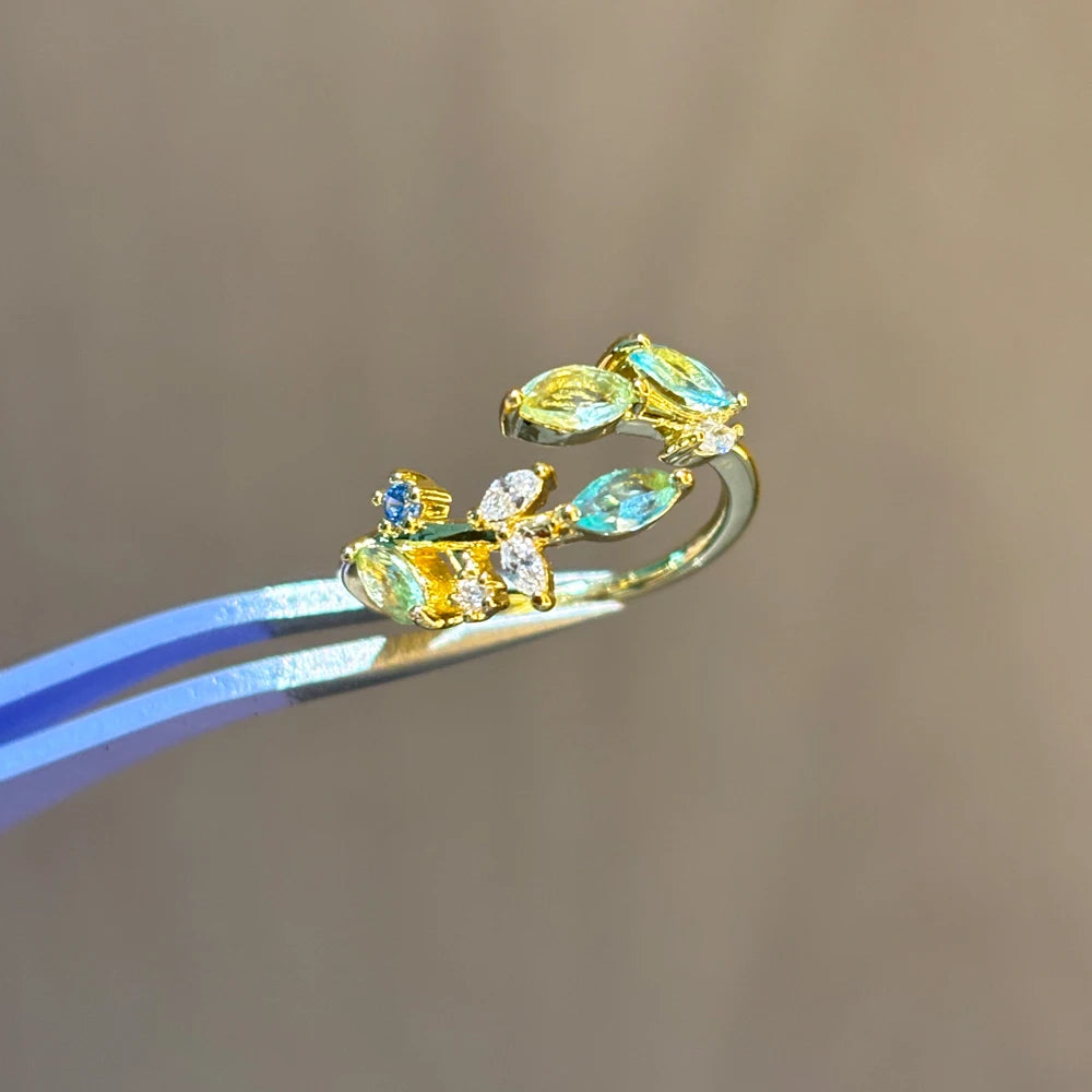 100 styles 14K Gold Plated Color Zircon Flower Crown Bow Open Ring Women Adjustable Stackable Finger Rings Wedding Jewelry Gift