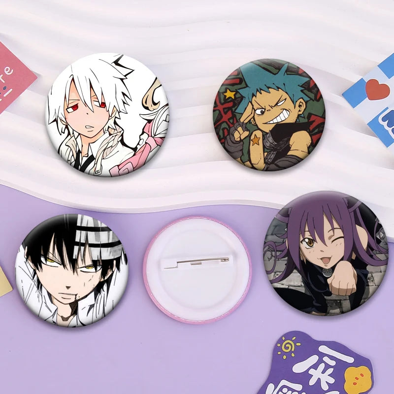 Soul Eater Brooches Anime Figure Lapel Pins Maka Albarn Death The Kid Cartoon Badge for Backpack Accessories Clothes Decoration
