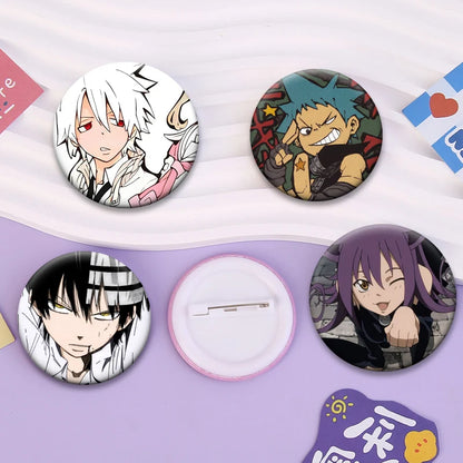 Soul Eater Brooches Anime Figure Lapel Pins Maka Albarn Death The Kid Cartoon Badge for Backpack Accessories Clothes Decoration