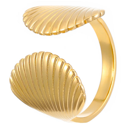 MHS.SUN Ocean Style Stainless Steel Starfish Shell Rings For Women Men Vintage Gold Plated Open Ring Summer Beach Jewelry