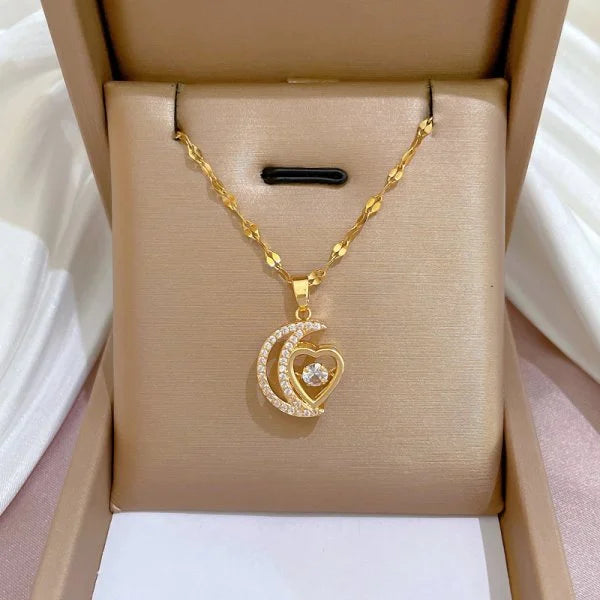 316L Stainless Steel Sun Moon Star Pendant Necklace For Women Exquisite  Planet Clavicle Chain Party Jewelry Gifts