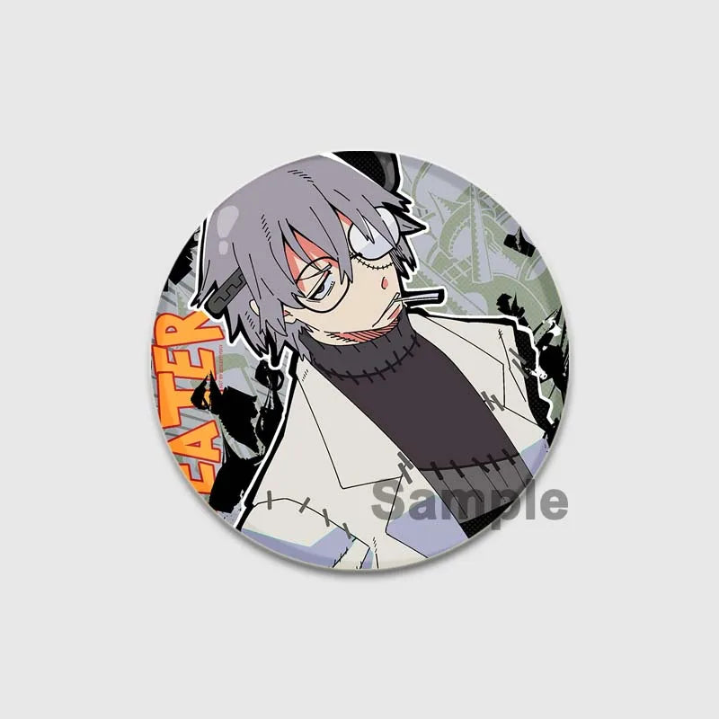 58MM Anime Soul Eater Pins Tinplate Brooch Figure Badge Handmade Brooches for Backpack Clothes Decoration Fashion Jewelry Gifts