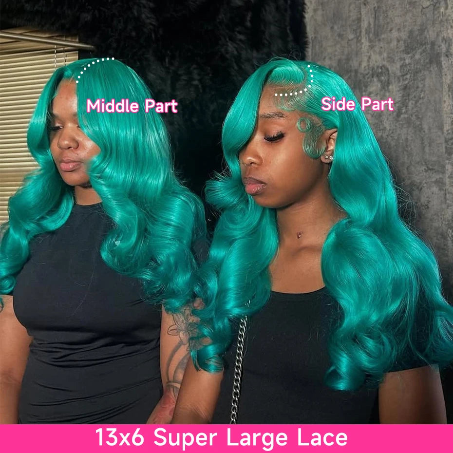 Teal Blue, Pink, Purple & Mint Green 13x6 Lace Front Colored Wig – Body Wave Pre-Plucked