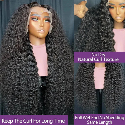 Deep Wave Curly 13x4 & 13x6 HD Lace Frontal Wig – 360 Water Wave Remy, 40–42 Inch