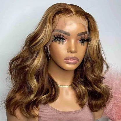 4/27 Honey Blonde Body Wave Bob Wig – 13x4 HD Lace Front, Glueless Pre-Plucked