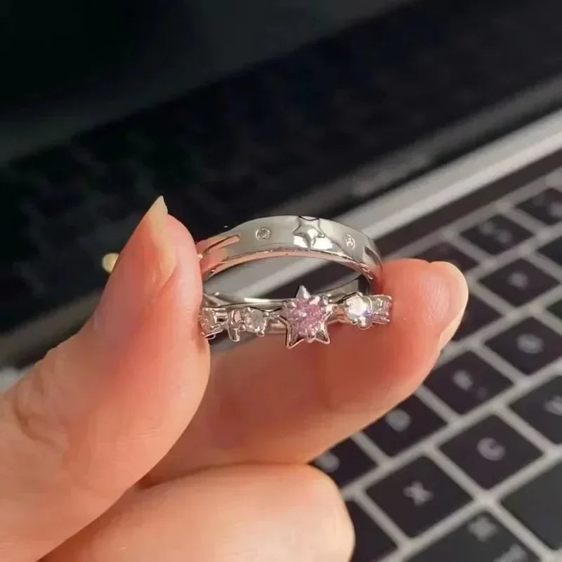 Star Couple Models Adjustable Ring Men And Women Simple Index Finger Rings Light Luxury Tide Cool Pair Of Rings Jewelry Gift