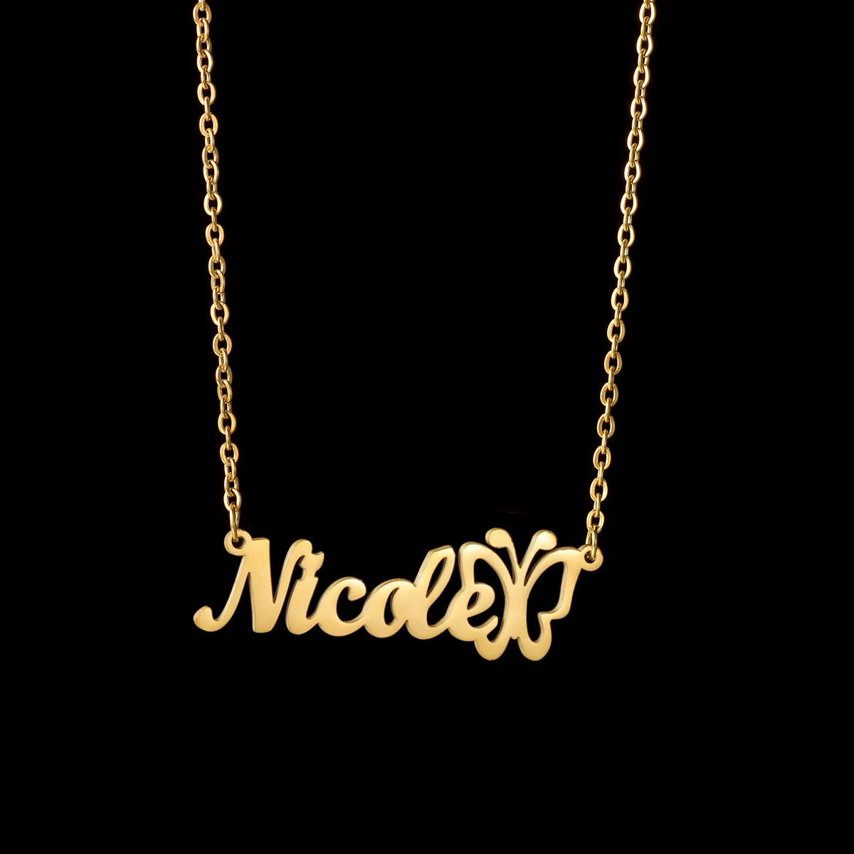 Atoztide Custom Name Necklace for Women with Butterfly Personalized Stainless Steel Jewelry Nameplate Choker Chain Birthday Gift