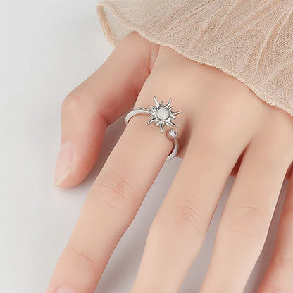 Fashion Fidget Spinner Ring Anxiety for Girls CZ Rose Flower Rotating Rings Demon Eyes Finger Ring Anti Stress Wedding Jewelry