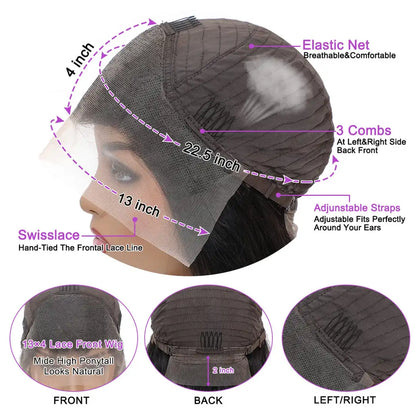 Natural Black Body Wave 13x4 Lace Frontal Wig – HD Transparent Pre-Plucked, 180% Density