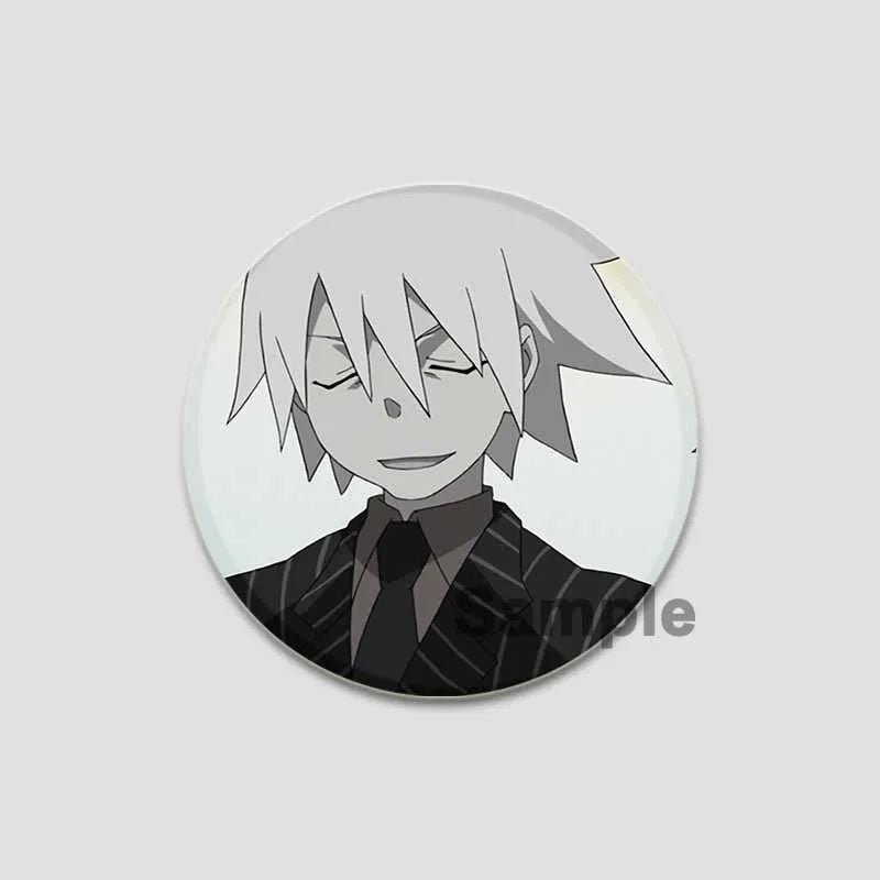 58/44/32mm Anime Soul Eater Round Pins Cartoon Badges Cosplay Handmade Tinplate Brooch for Backpack Clothes Chest Ornament Gifts