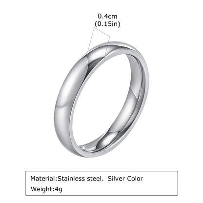High Polished Stainless Steel Wedding Band Ring for Women Men 2/3/4/5/6mm Gold Plated Smooth Couple Rings Engagement Jewelry
