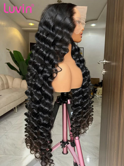 Loose Deep Wave Curly HD Lace Frontal Wig – 13x4 & 13x6, 250% Density 30–40 Inch